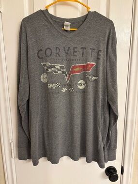 New Agenda Corvette Retro V Neck Unisex Vintage Long Sleeve Soft Style Size XL